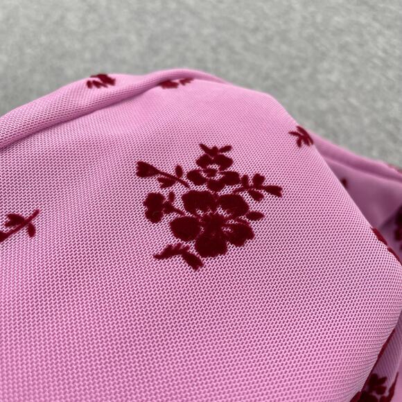 Love, Fire Floral Mesh Lace Trim Skirt Womens XL Pink Pull-On Coquette Feminine - Picture 12 of 13